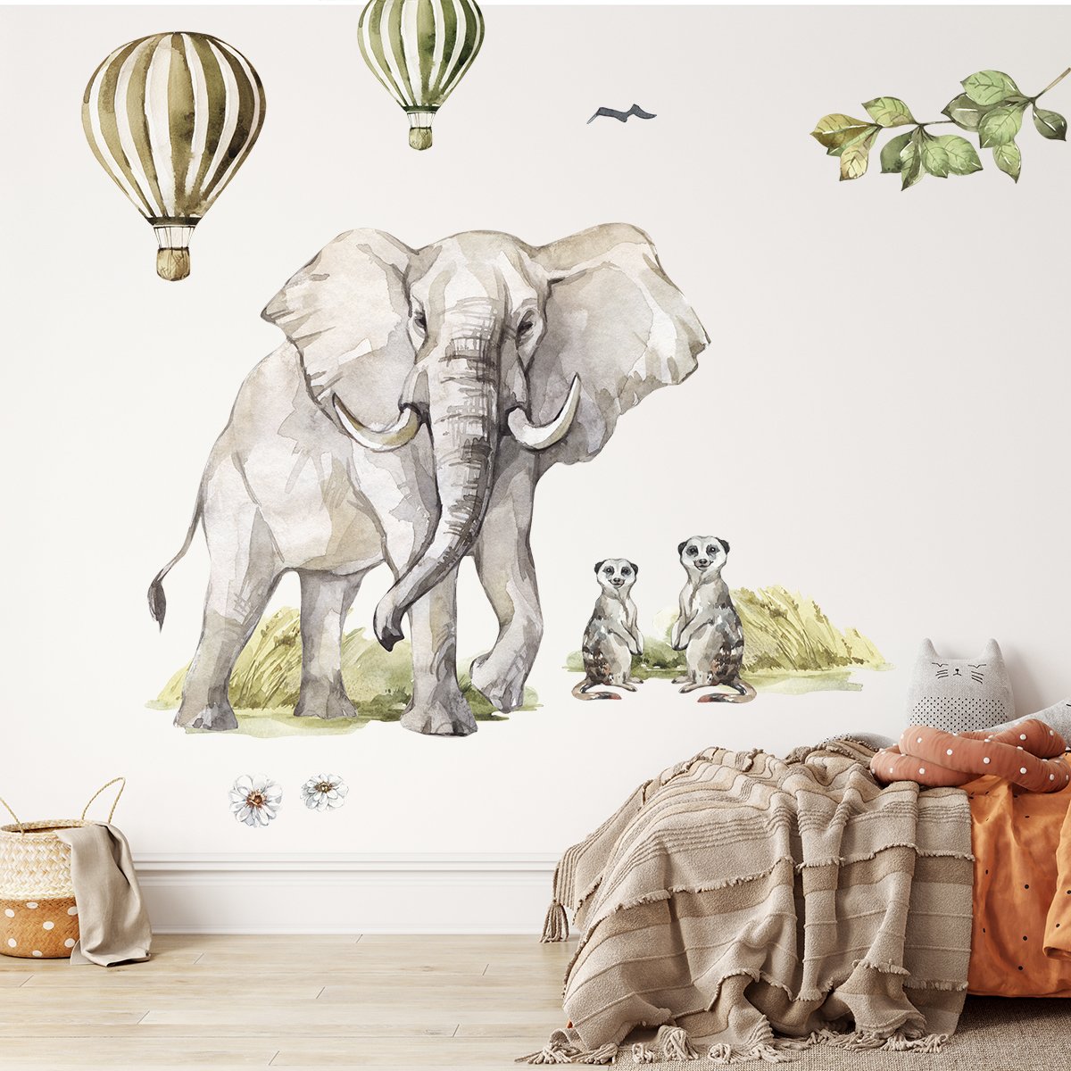 Duża naklejka na ścianę do pokoju dziecięcego dzikie zwierzęta