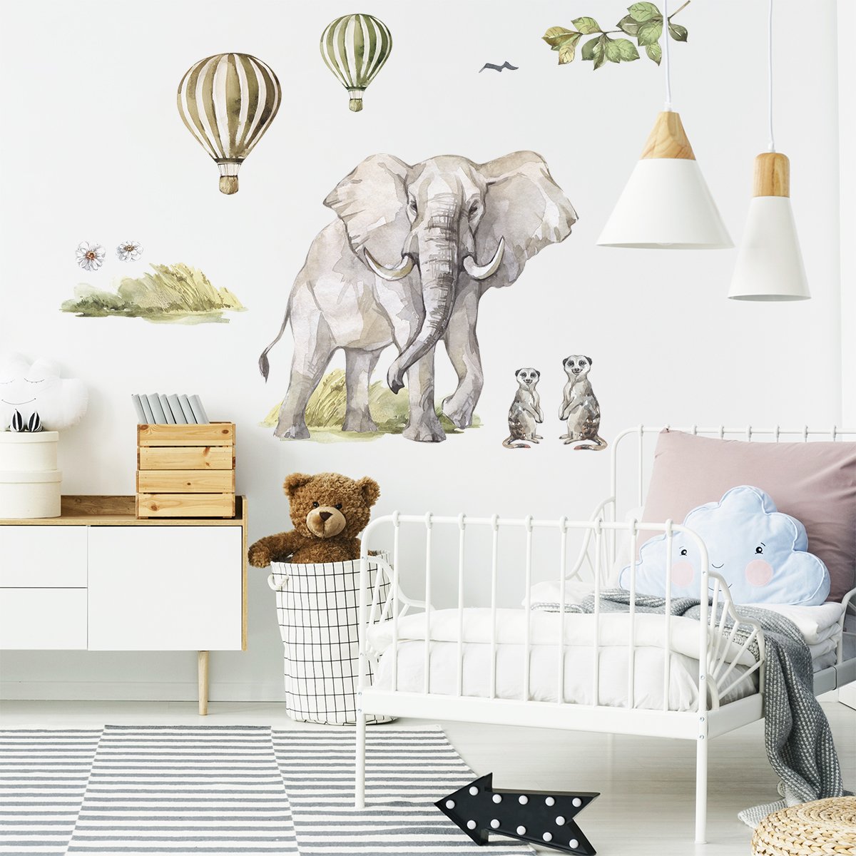 Duże naklejki na ścianę do pokoju dziecięcego ze zwierzętami Afryki