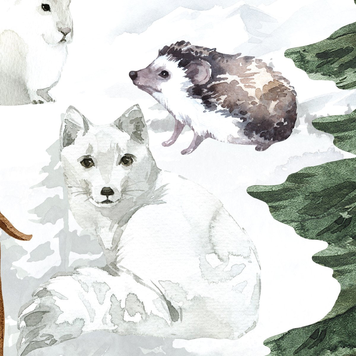 Leśne naklejki na ścianę dla chłopca lis jeż i zając