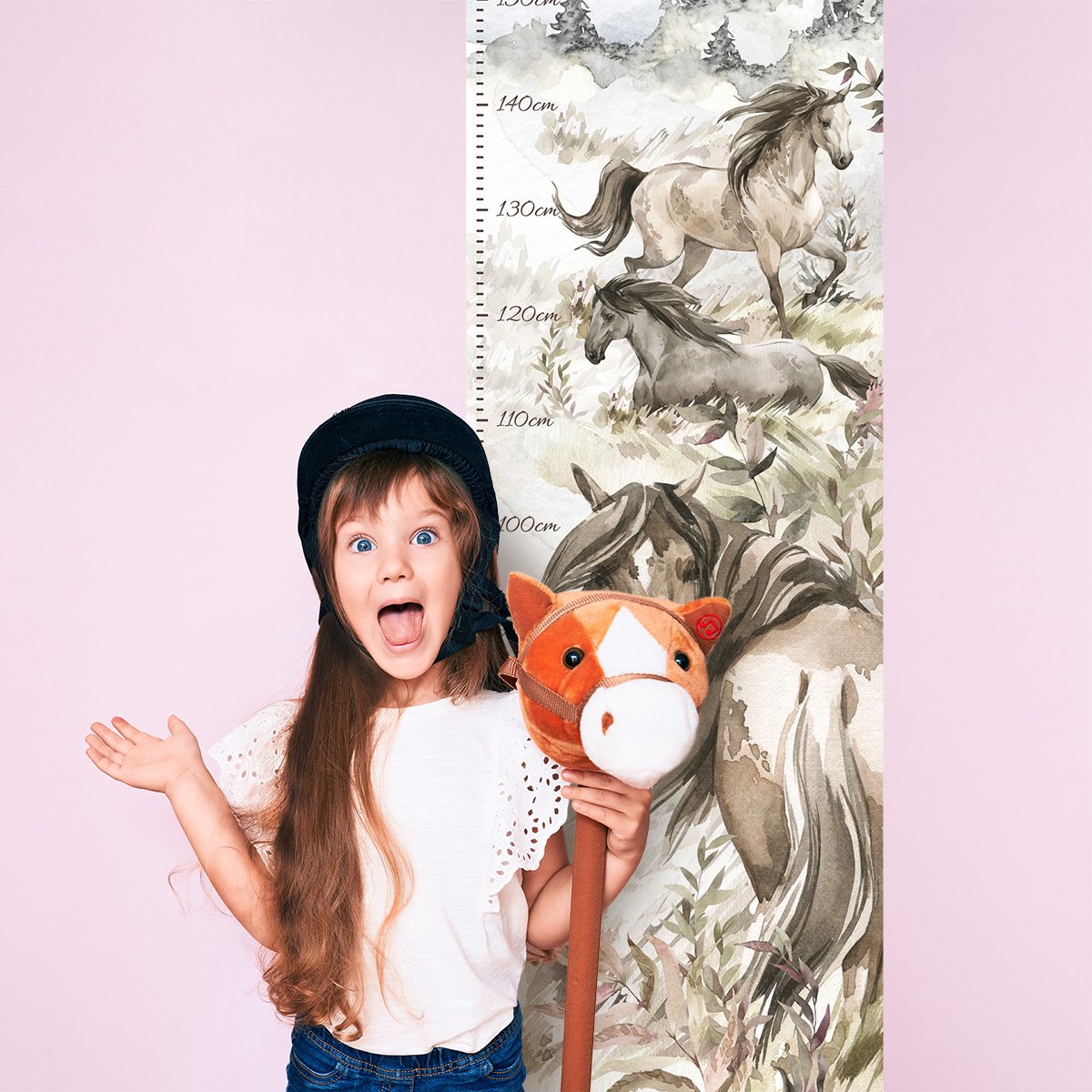 Naklejka dla dzieci miarka wzrostu - dzikie konie