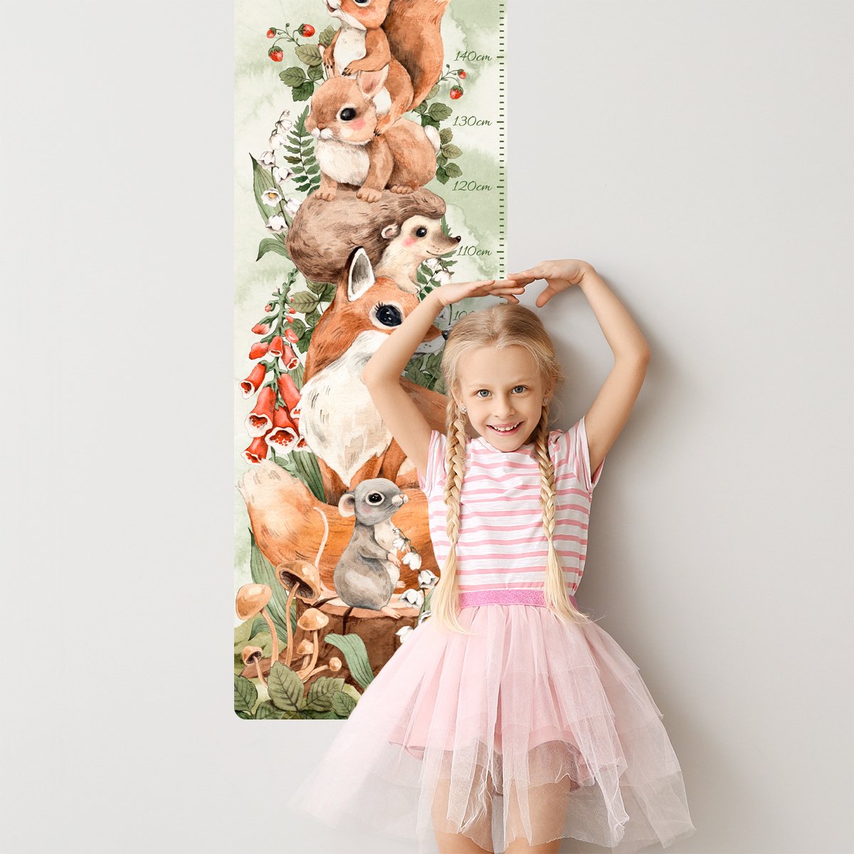 Naklejka dla dzieci miarka wzrostu - las i zwierzęta