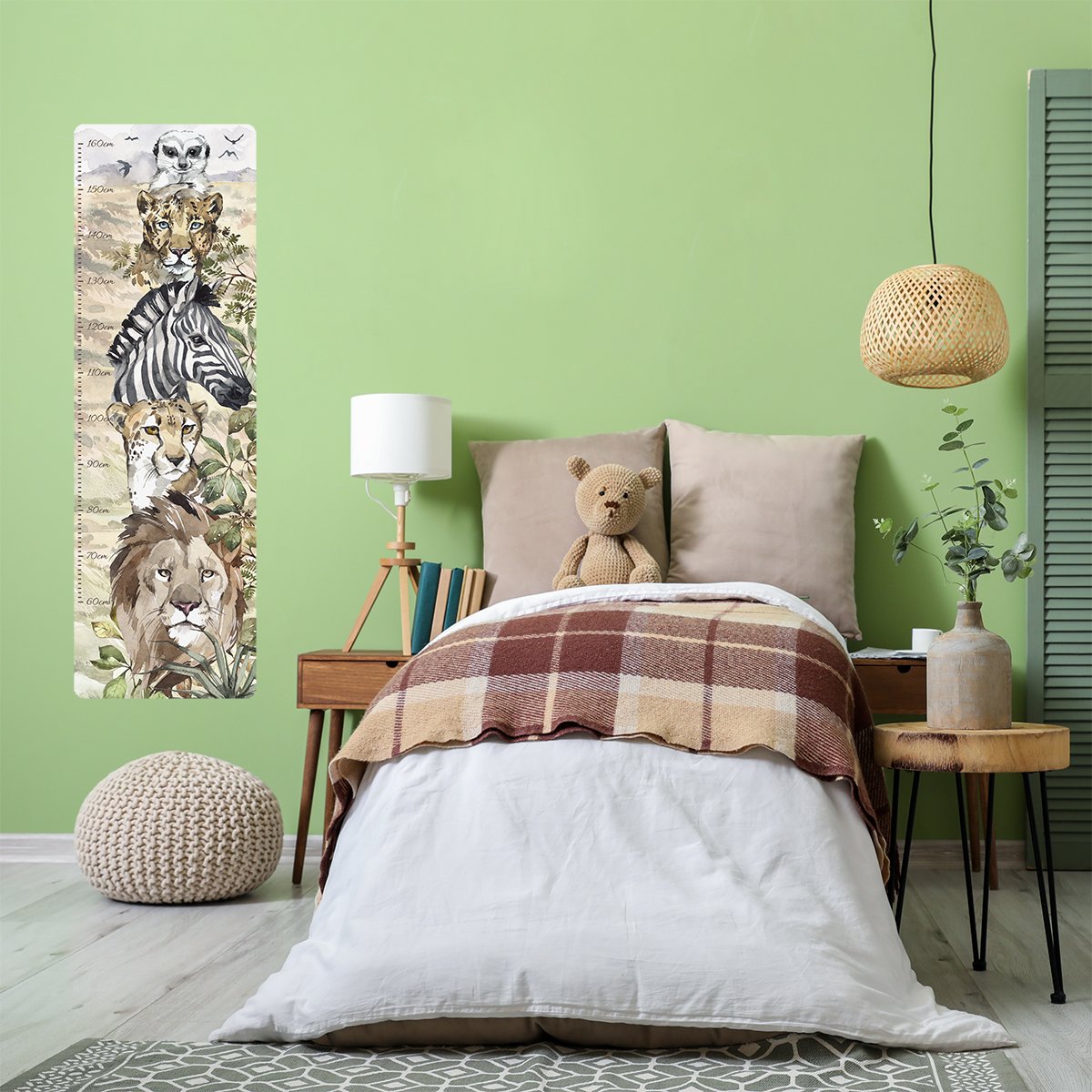 Naklejka na ścianę dla dzieci miarka wzrostu zwierzęta Afryki