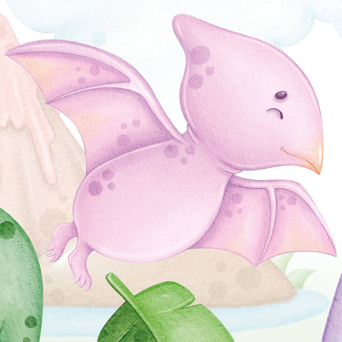 Naklejka dla dziewczynki dinozaury, pterodaktyl