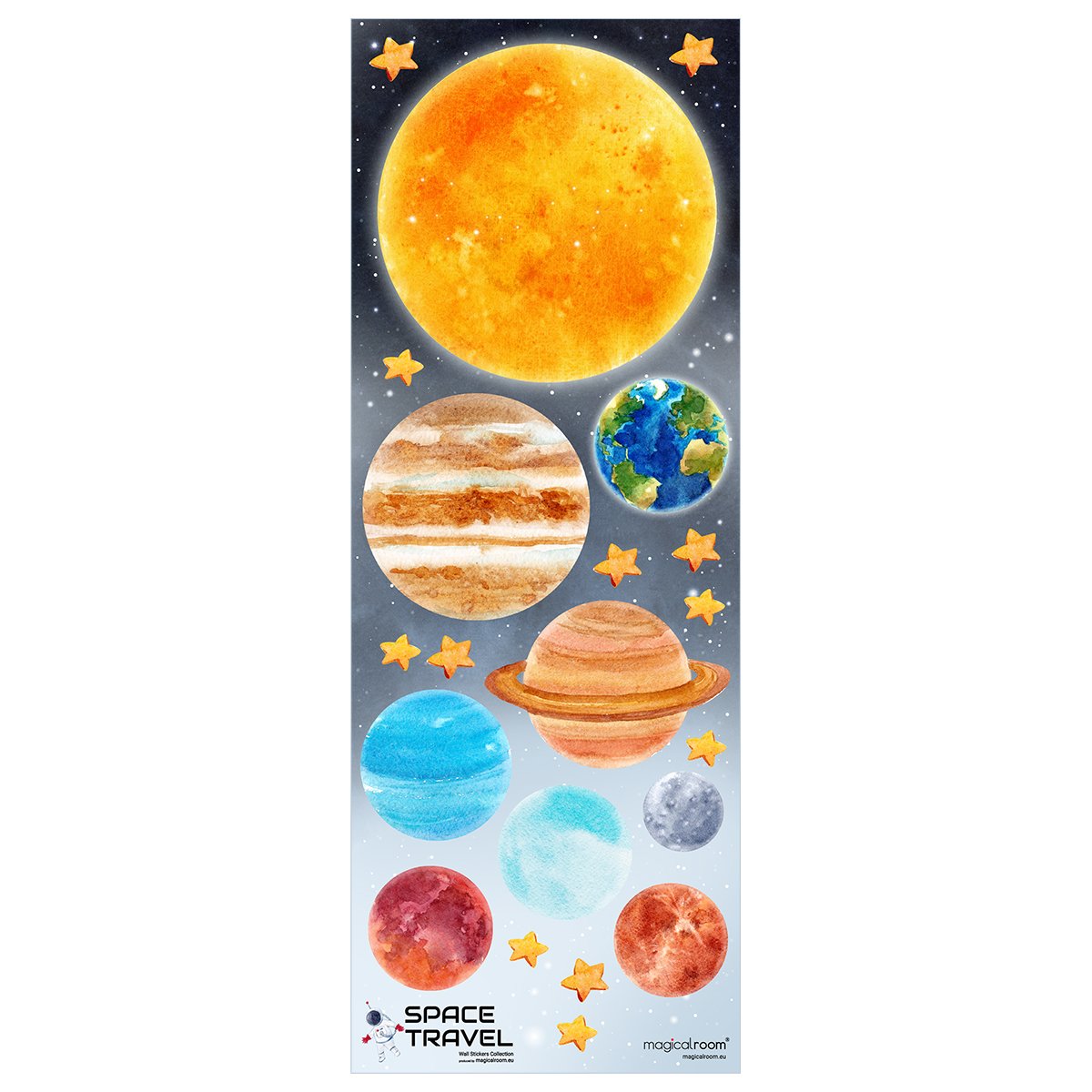 Naklejka na ścianę do pokoju dziecięcego planety i gwiazdy