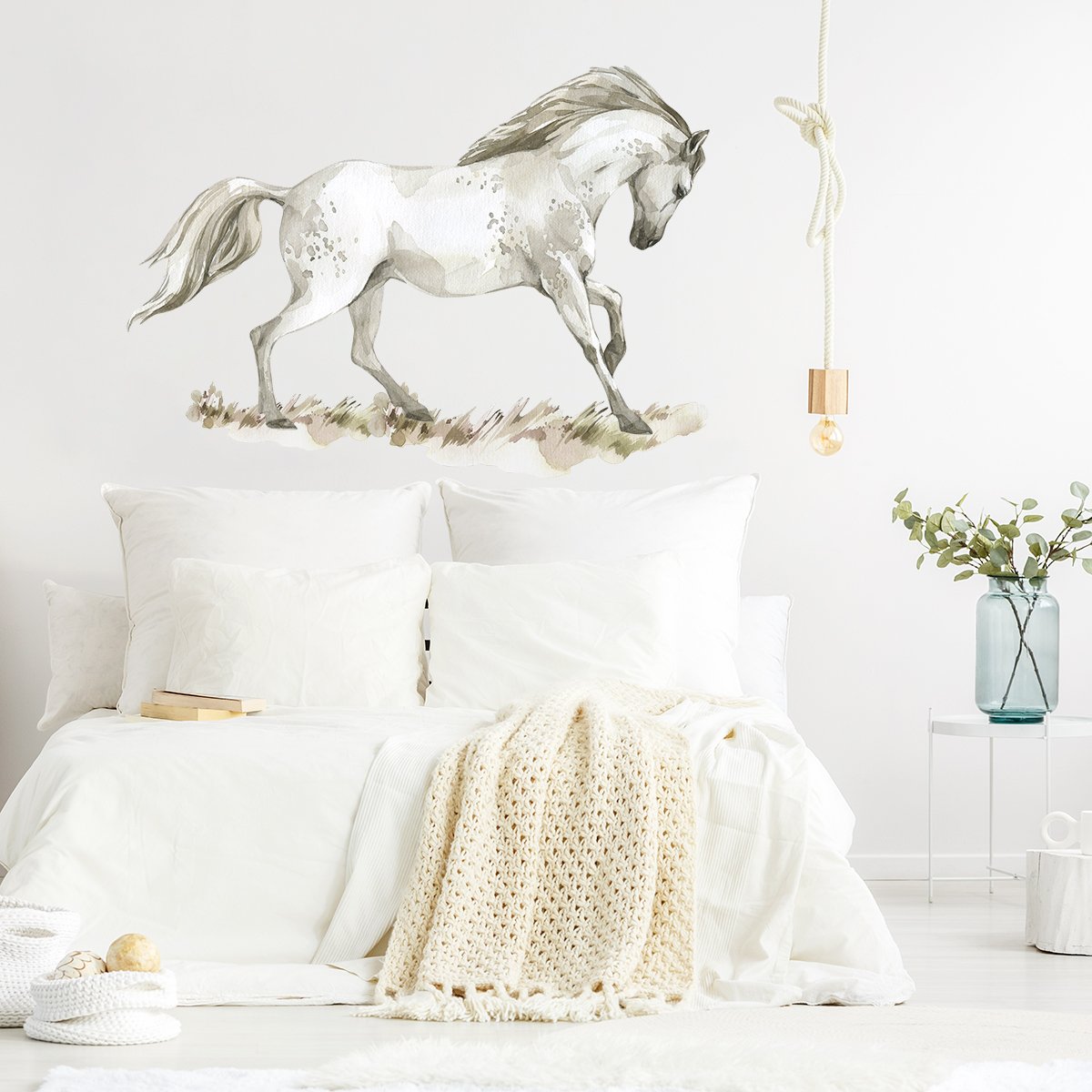Naklejka na ścianę - biały koń