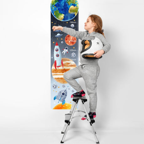 Naklejka na ścianę miarka wzrostu dla dzieci - planety i kosmos