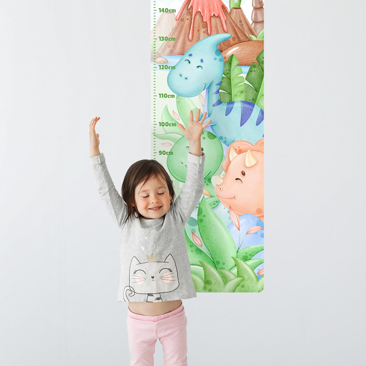 Naklejka na ścianę miarka wzrostu dla dziecka dinozaury