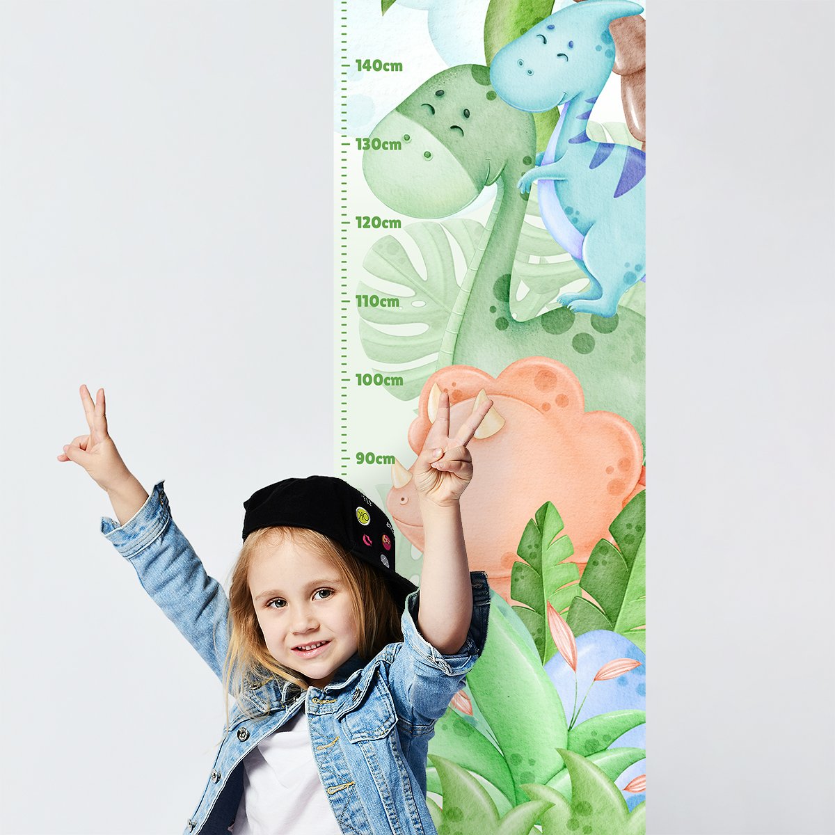 Naklejka miarka wzrostu dla przedszkolaków zwierzęta, dinozaury