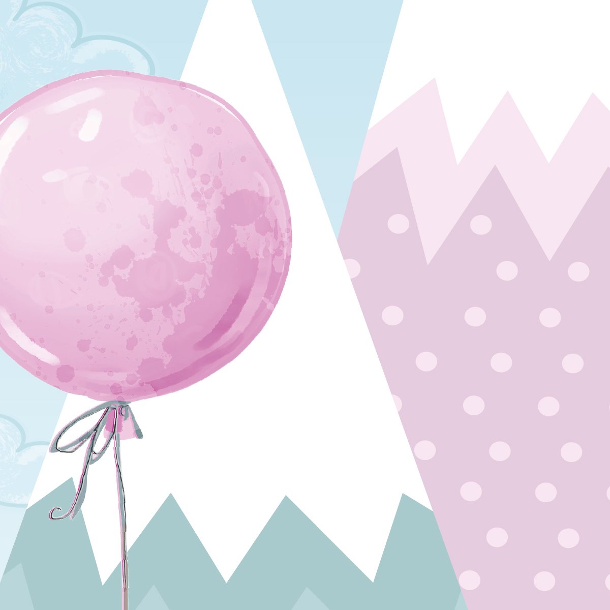 Naklejka na ścianę dla dzieci króliki i różowe góry#kolor_rozowy