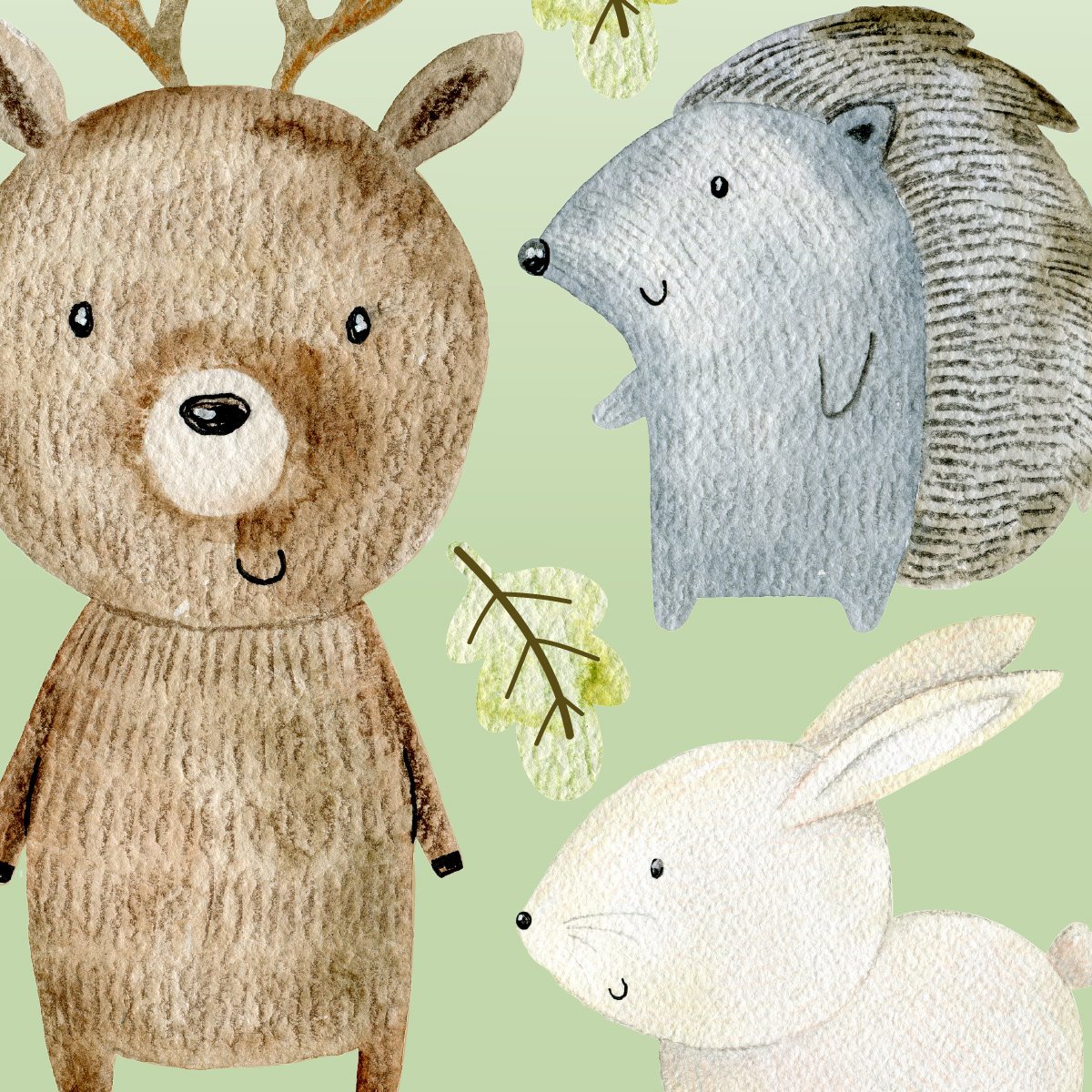 Naklejka na ścianę jelonek i jeż dla przedszkolaków