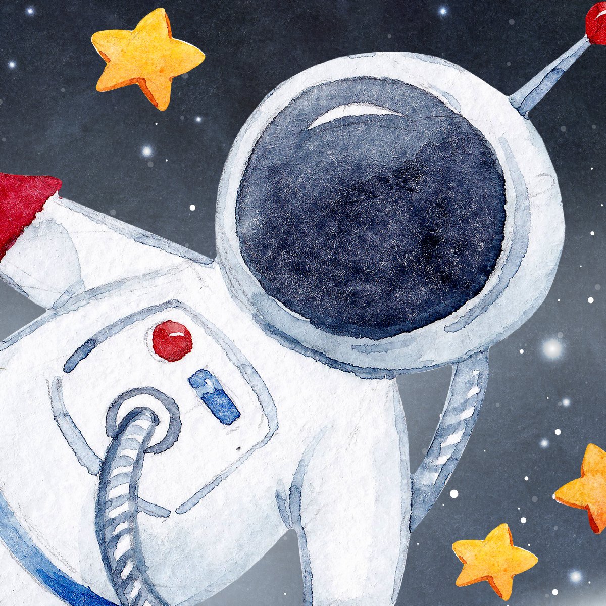 Kolorowa naklejka na ścianę dla chłopca astronauta, kosmos i gwiazdy