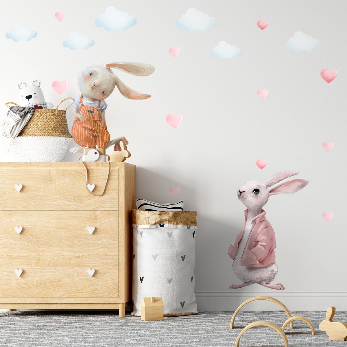 Naklejka na ścianę dla chłopca - dwa króliki