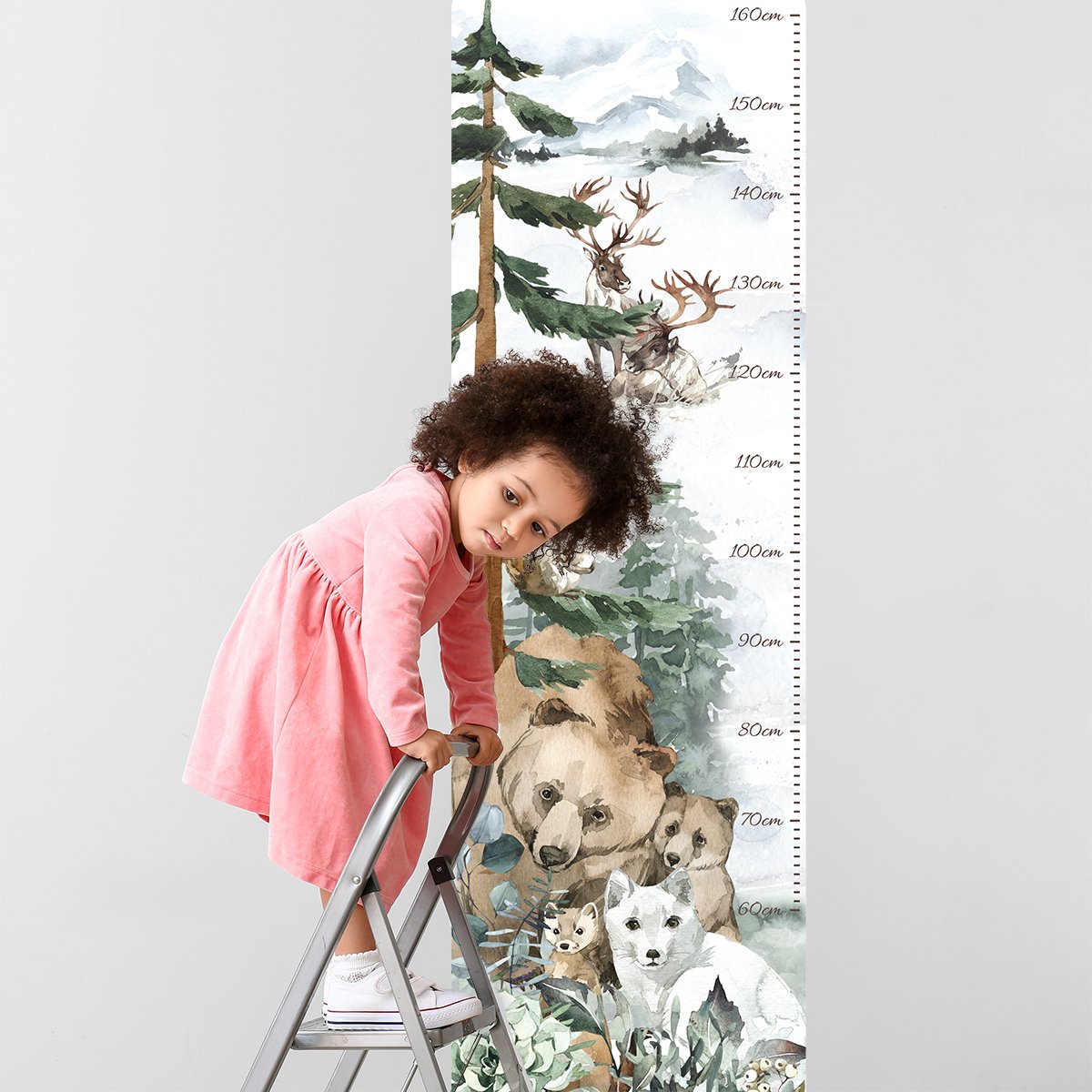 Naklejka na ścianę miarka wzrostu dla dziewczynki las