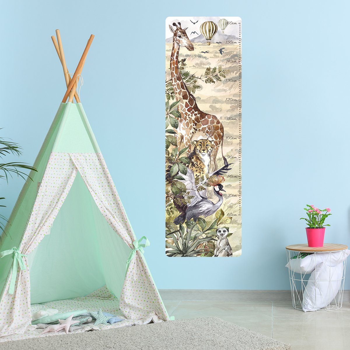 Naklejka na ścianę miarka wzrostu żyrafa na ścianie w pokoju dziecięcym