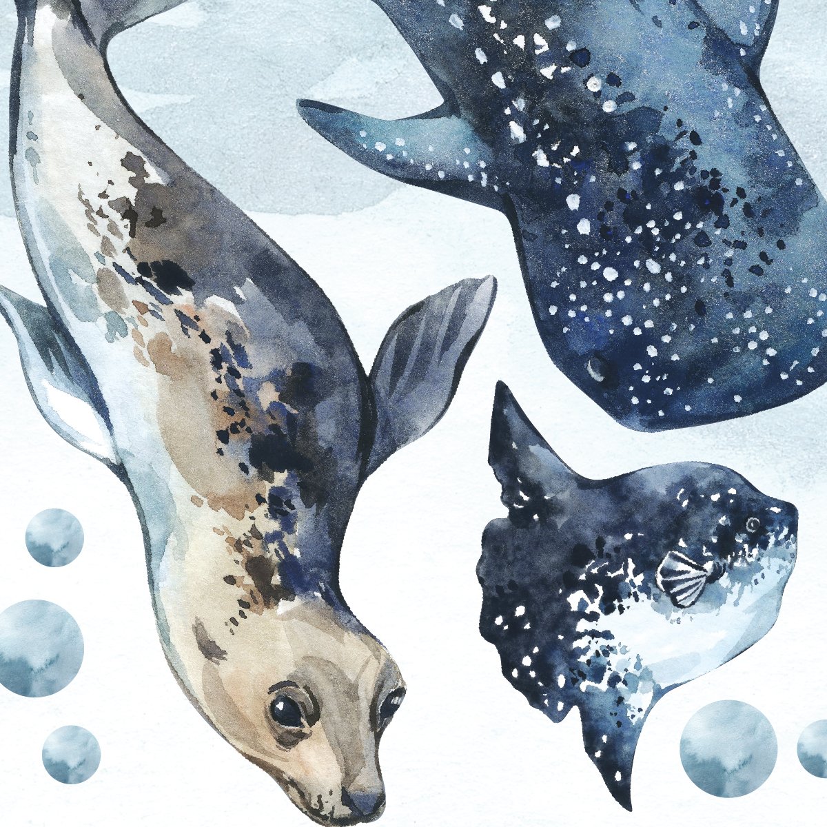 Naklejka na ścianę dla dziecka zwierzęta morskie