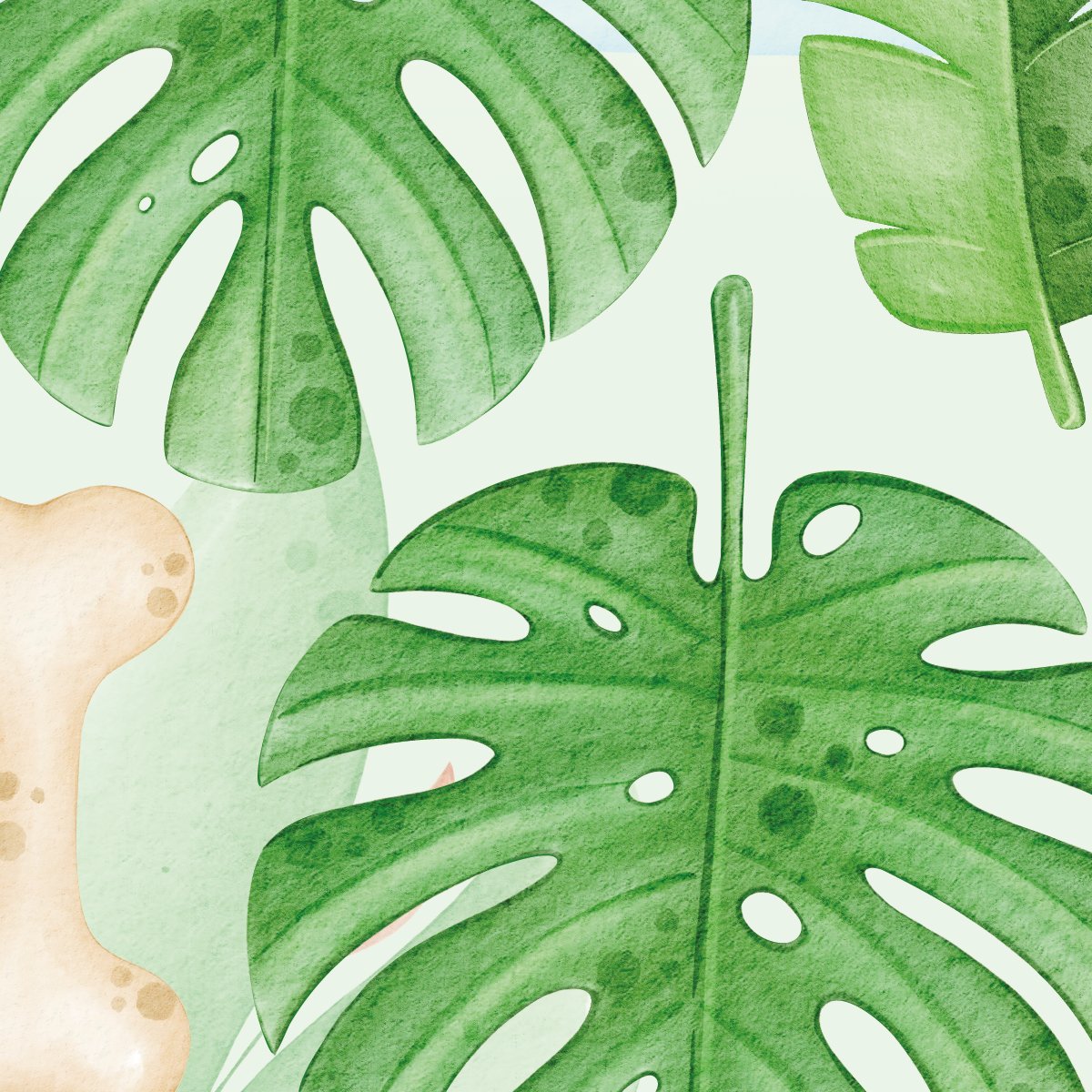 Naklejka na ścianę rośliny do pokoju dziewczynki, liście monstera
