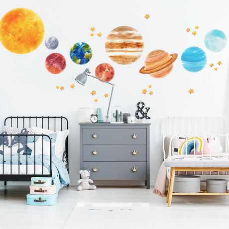 Naklejka na ścianę - układ słoneczny, saturn, mars, ziemia i słońce - duży zestaw