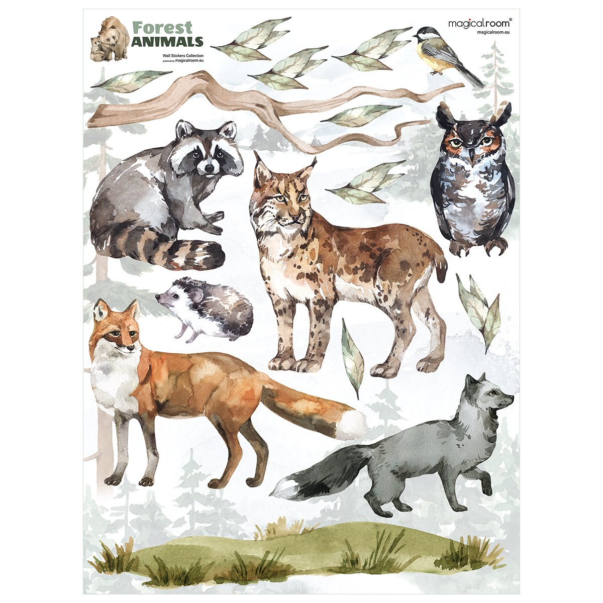 Naklejka na ścianę zwierzęta leśne do pokoju dziecięcego