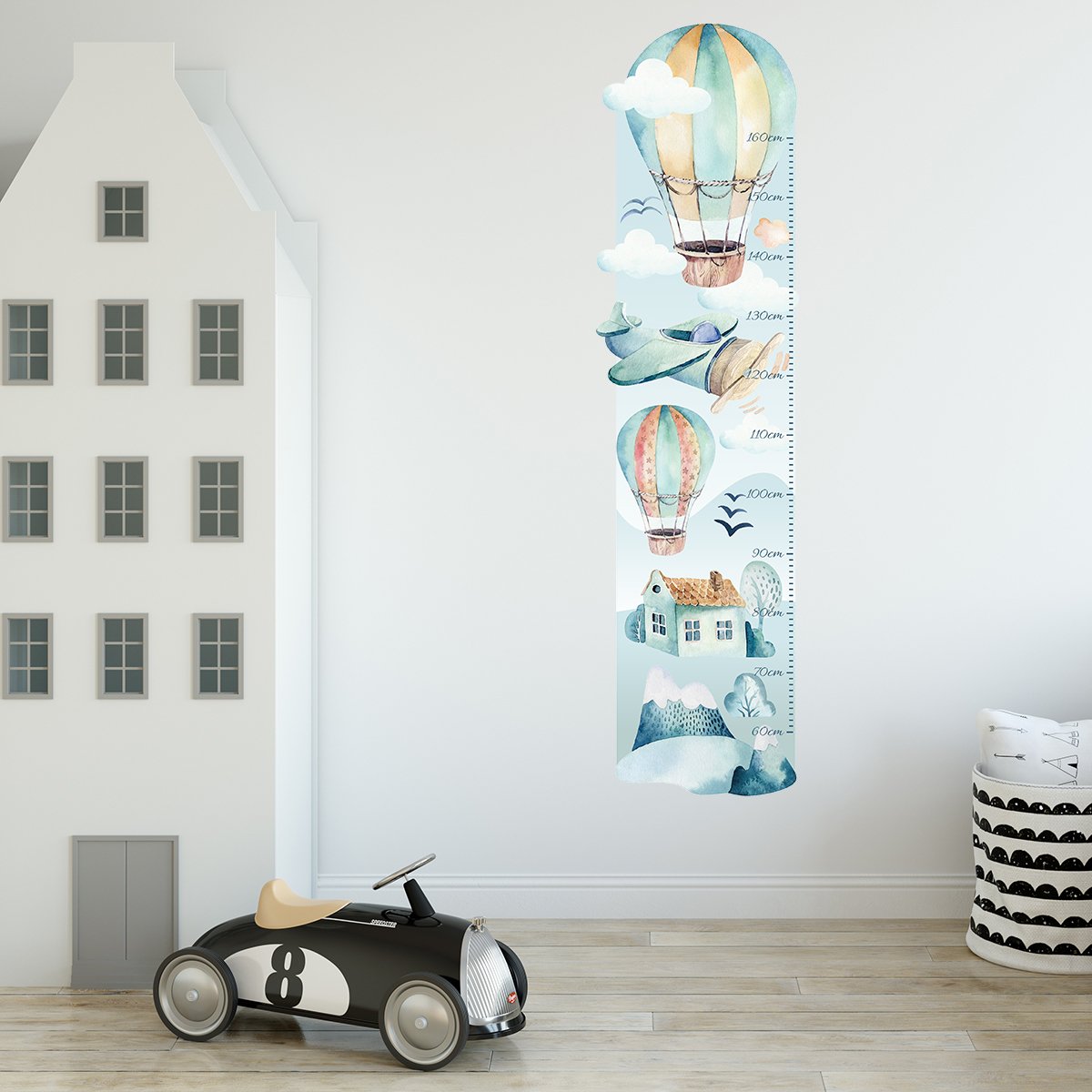 Naklejka ścienna miarka wzrostu - samoloty i balony