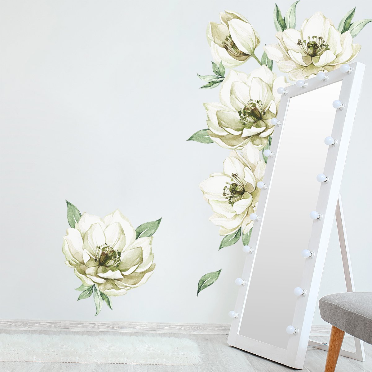 Naklejka ścienne kwiaty do przymierzalni#kolor_zielony