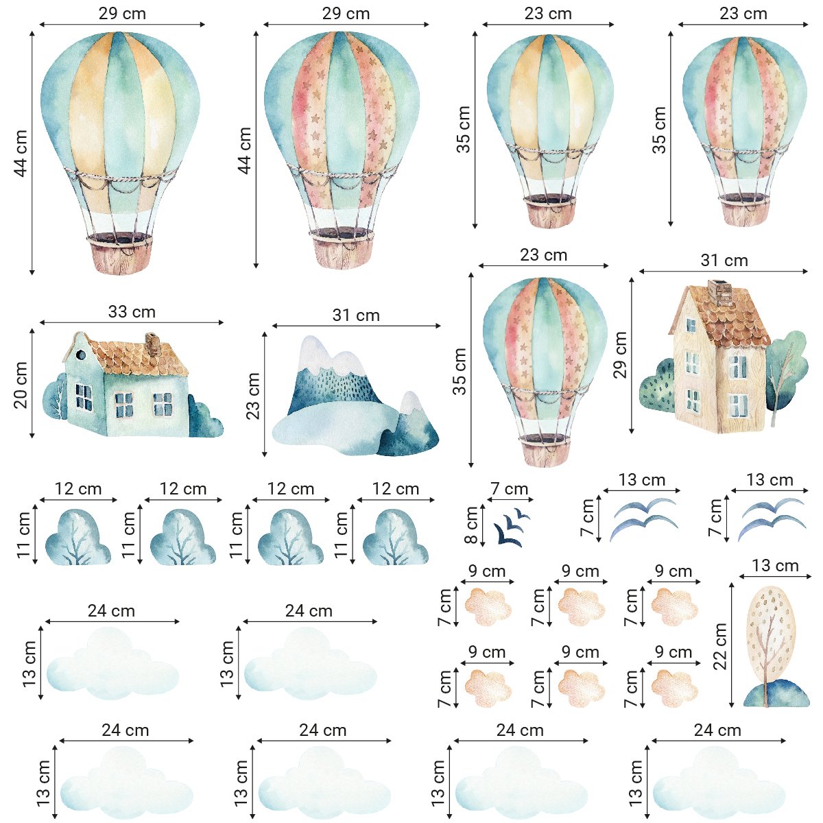 Naklejki latające balony i chmurki
