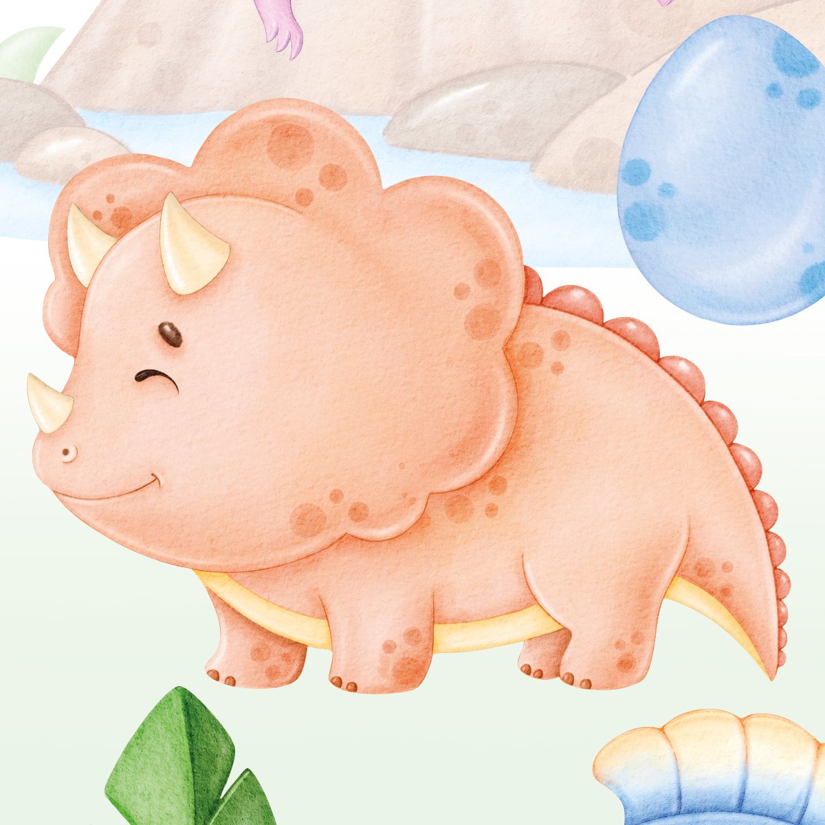 Naklejki na ścianę dla dzieci pastelowe dinozaury