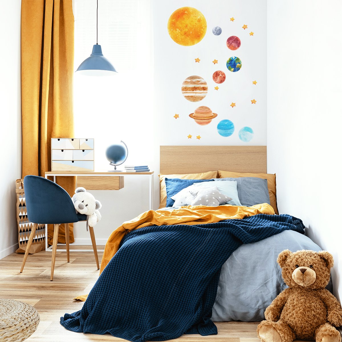 Naklejki na ścianę dla dzieci kosmos i układ planetarny