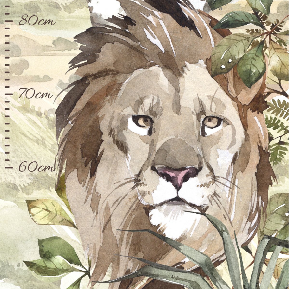 Naklejki dla dzieci miarka wzrostu lew i dżungla