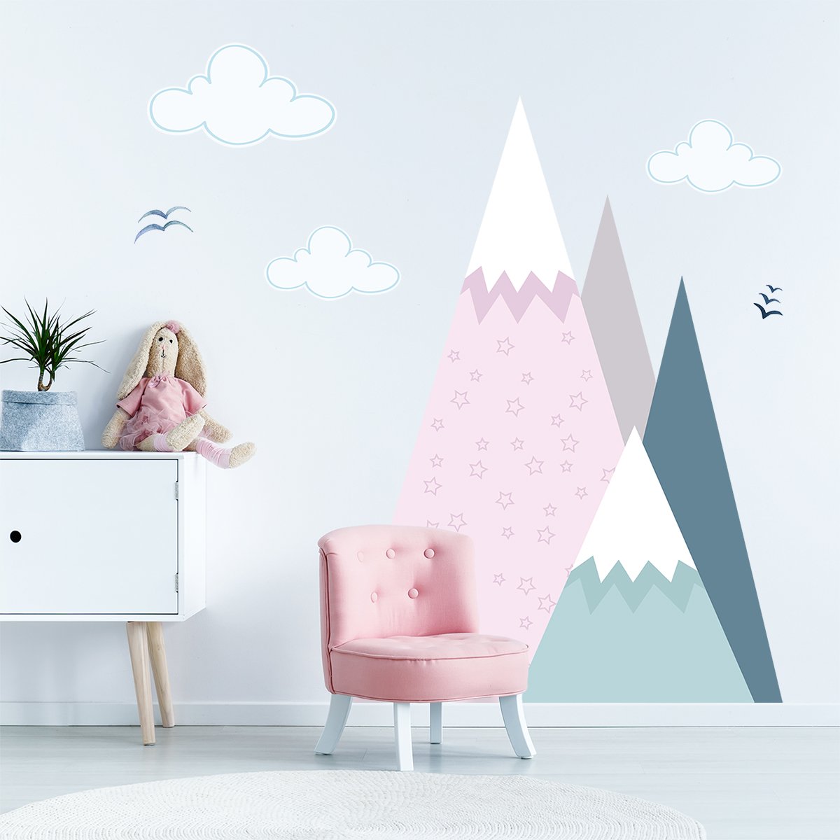 Naklejki ścienne dla dziewczynki różowe góry#kolor_rozowy