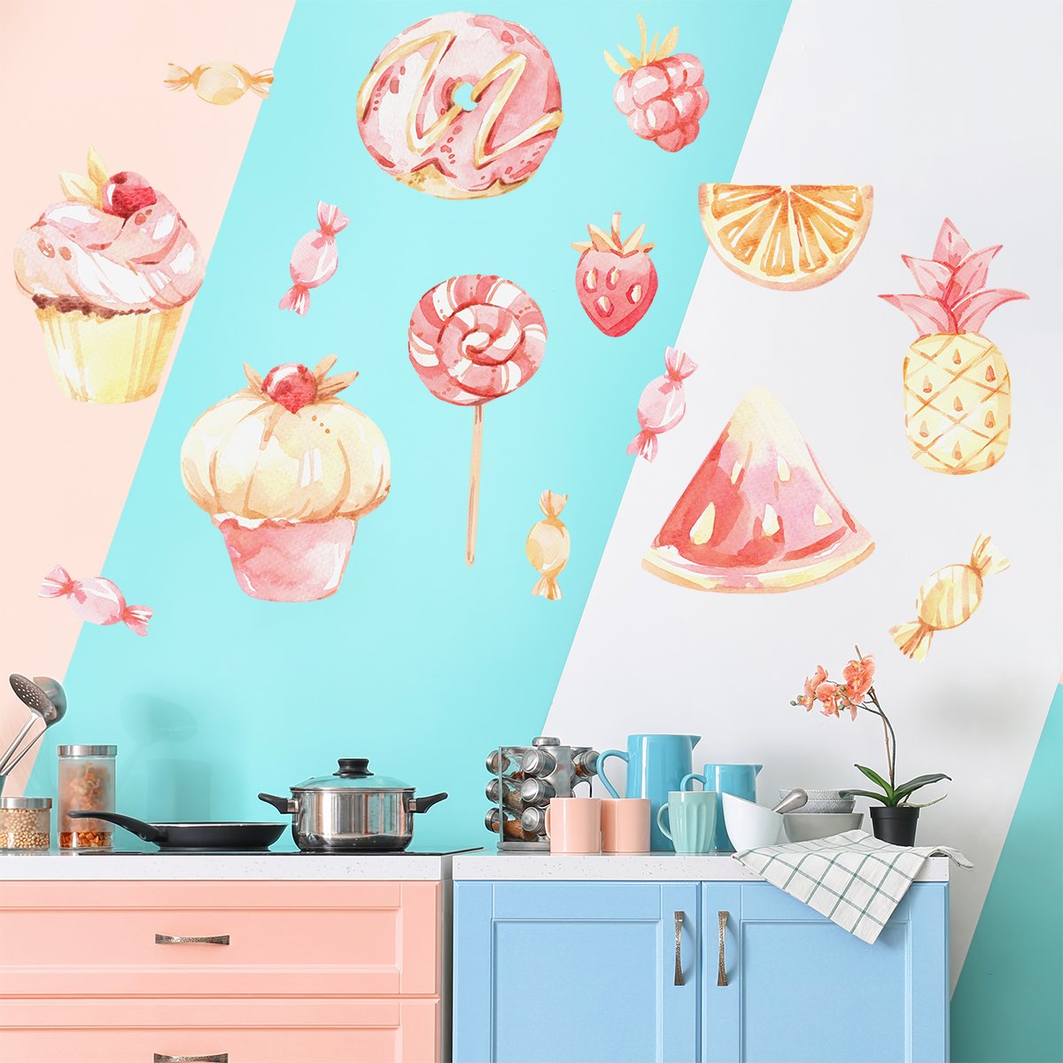 Naklejki na ścianę - słodycze, wypieki i owoce
