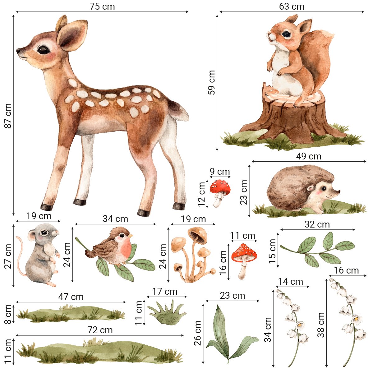 Naklejki do pokoju dziecka zielony las i sarenka