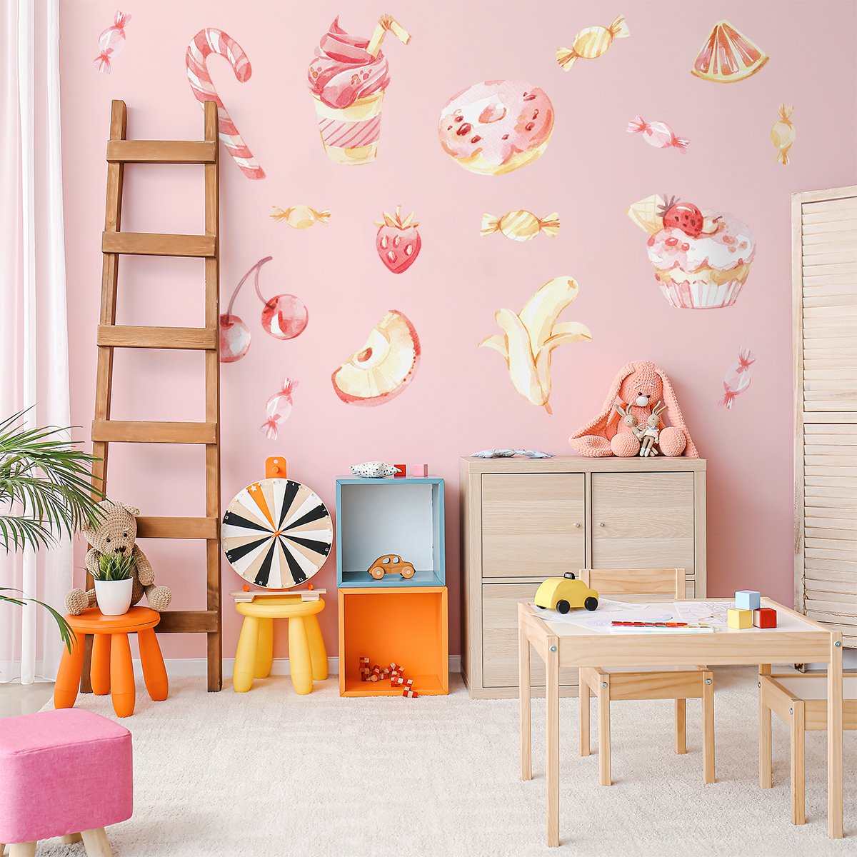 Naklejki ze słodyczami do pokoju dziewczynki