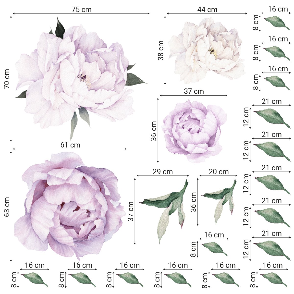 Naklejki na ścianę do salonu fryzjerskiego fioletowe piwonie#kolor_fioletowy