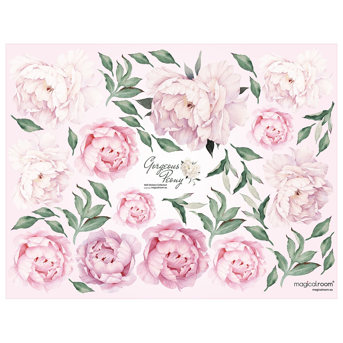 Naklejki na ścianę do sypialni różowe i białe piwonie#kolor_rozowy-mix