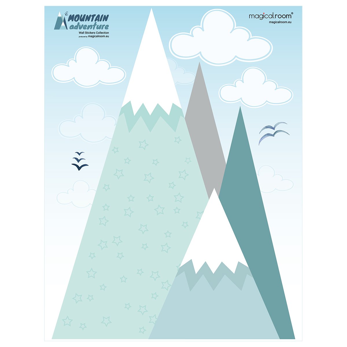 Naklejki na ścianę góry dla dzieci#kolor_mietowy