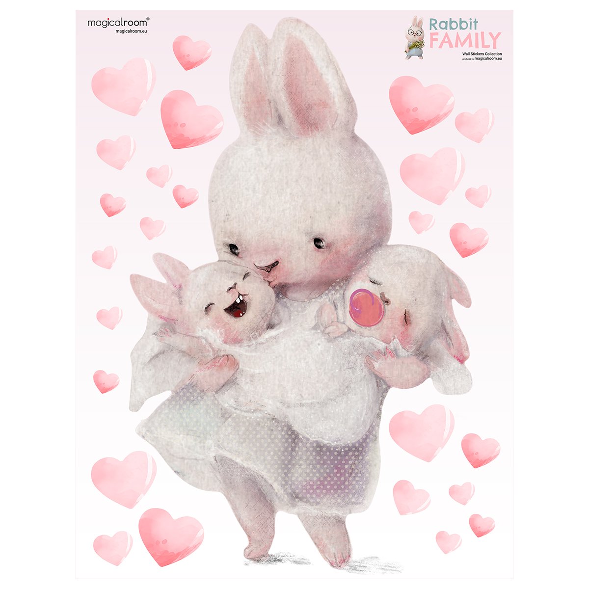 Kolorowe naklejki na ścianę króliki do pokoju dziecięcego