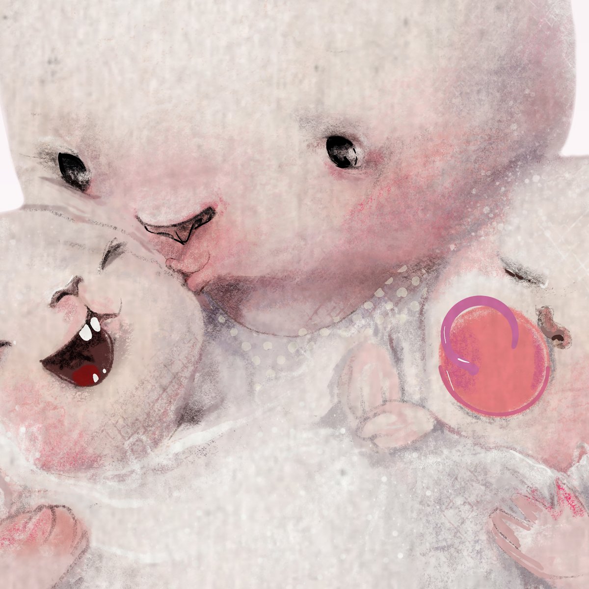 Duże naklejki na ścianę do pokoju dziecięcego królik i serduszka