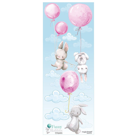 Naklejki na ścianę króliki z różowymi balonami#kolor_rozowy