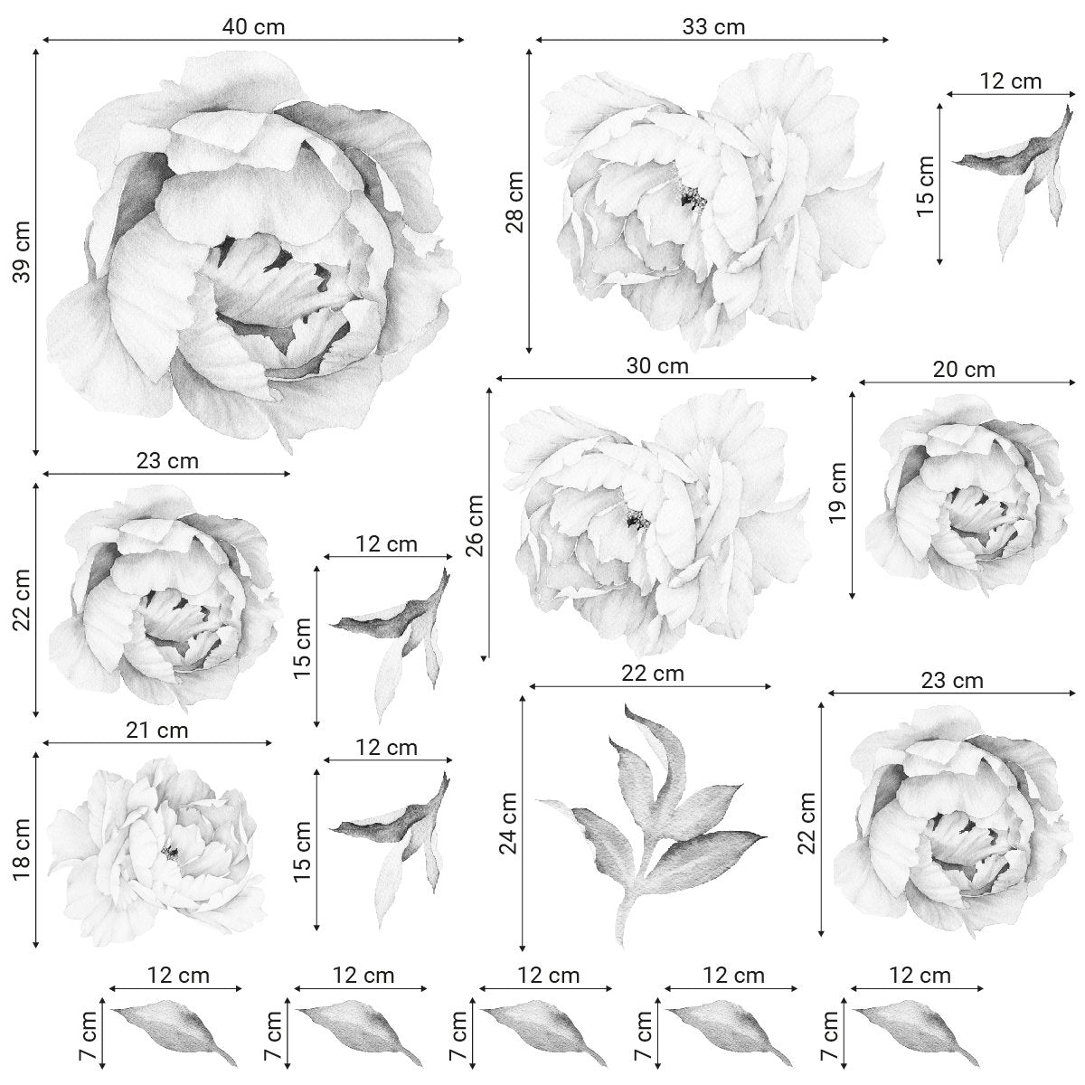 Naklejki na ścianę szare kwiaty do sypialni#kolor_szary
