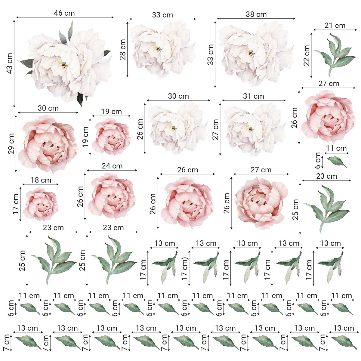 Naklejki ścienne białe kwiaty piwonie do pokoju dziewczynki#kolor_brzoskwiniowy