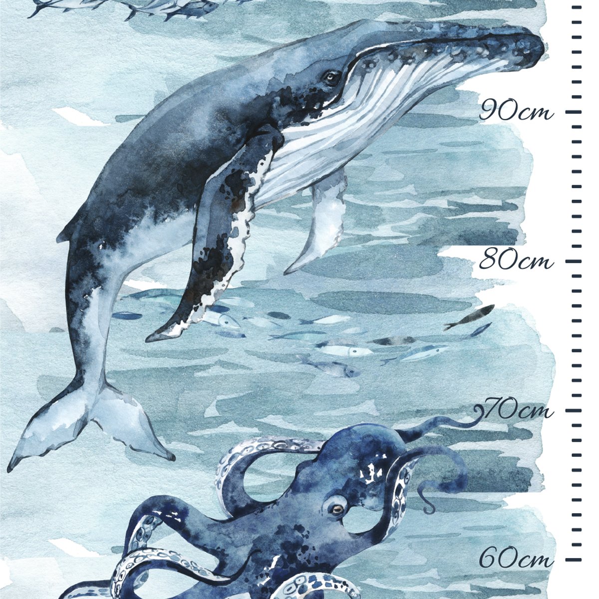 Naklejki na ścianę miarka wzrostu zwierzęta wodne i ryby