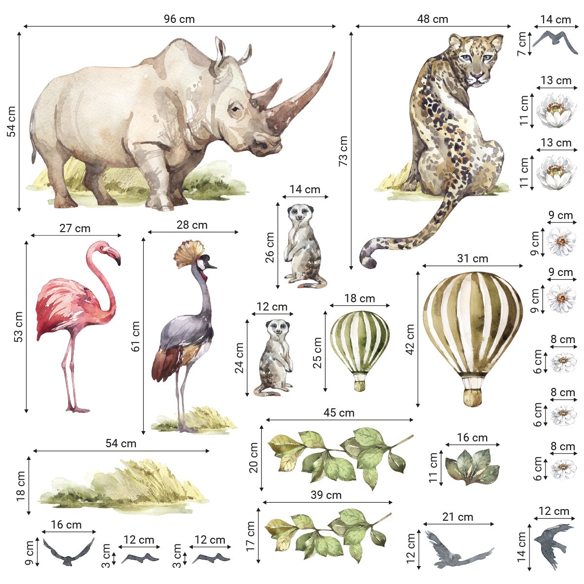 Naklejki na ścianę dla dzieci Afryka i dzikie zwierzęta