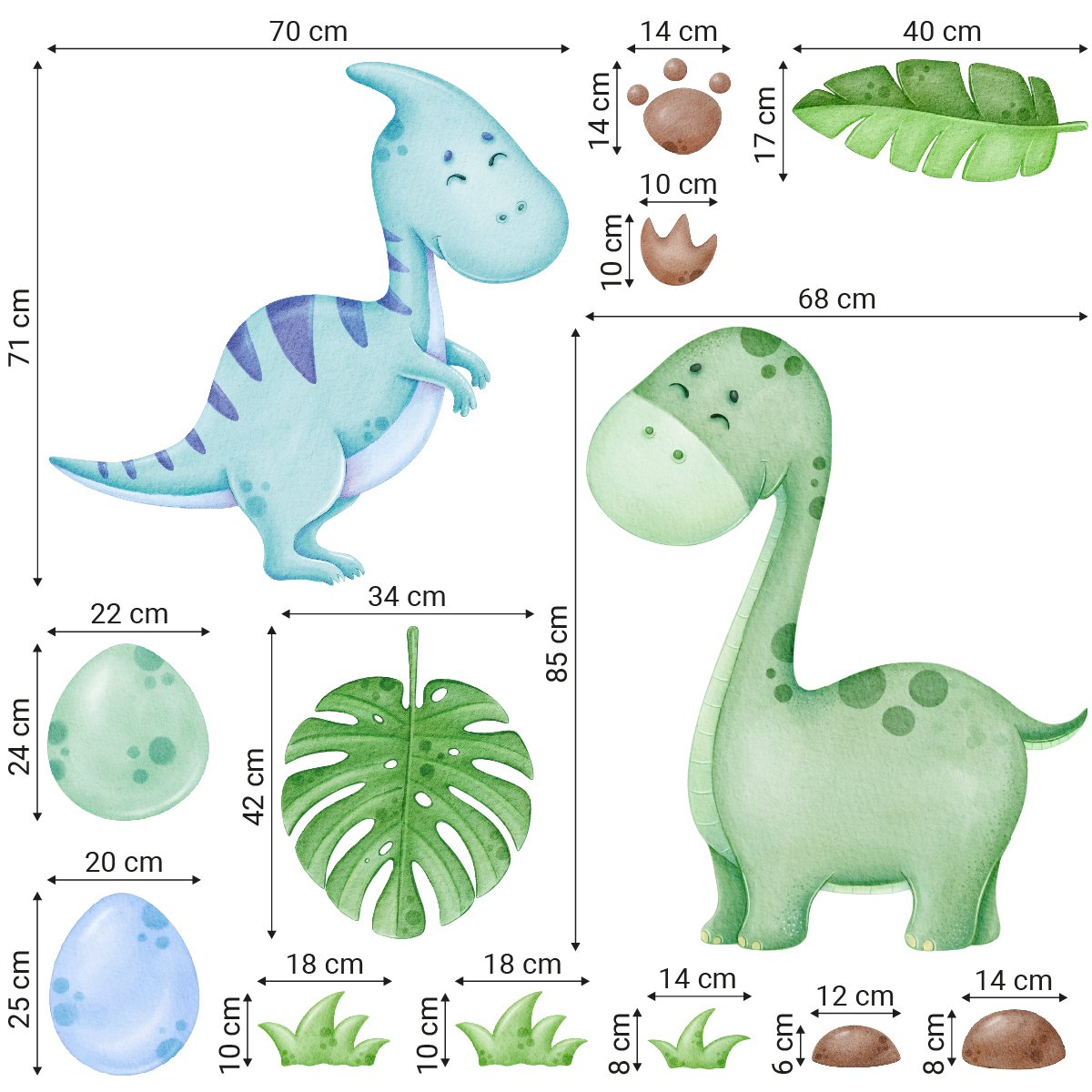 Naklejki na ścianę dla małego chłopca wesołe dinozaury