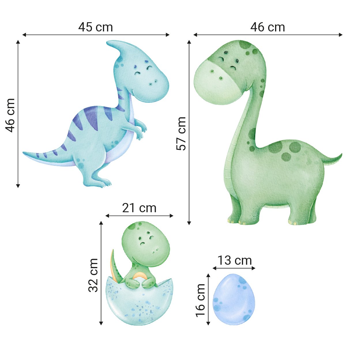 Naklejki na ścianę do pokoju chłopca trzy dinozaury i jajko