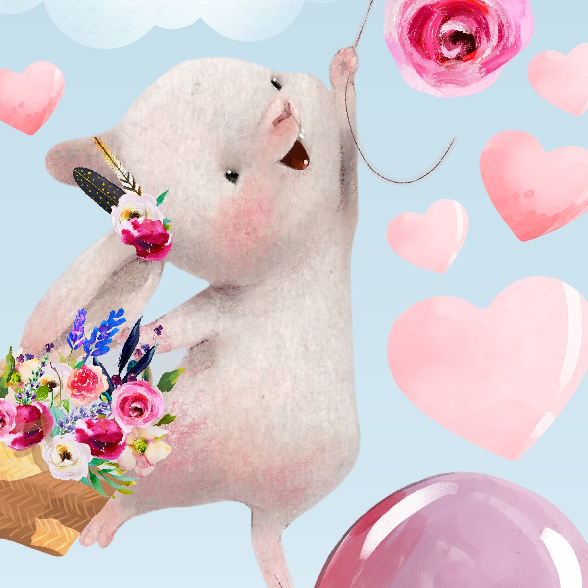 Naklejki na ścianę dla dziewczynki króliki i balony