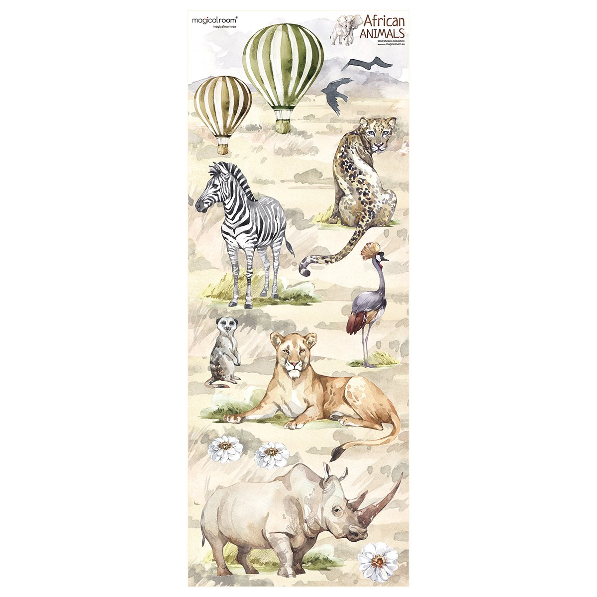 Naklejki na ścianę dla dzieci dżungla i zwierzęta Afryki