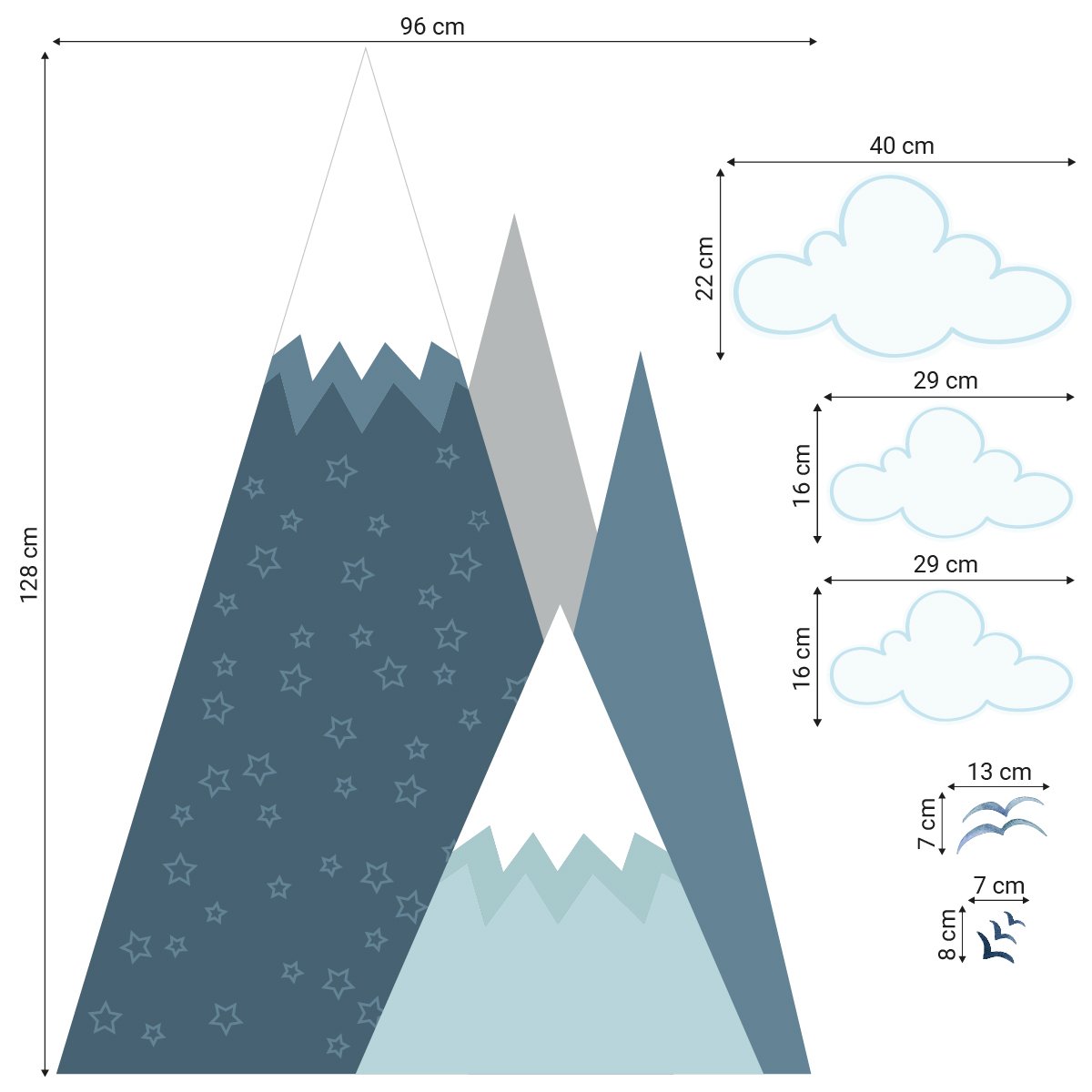 Naklejki na ścianę niebieski góry dla dzieci#kolor_niebieski