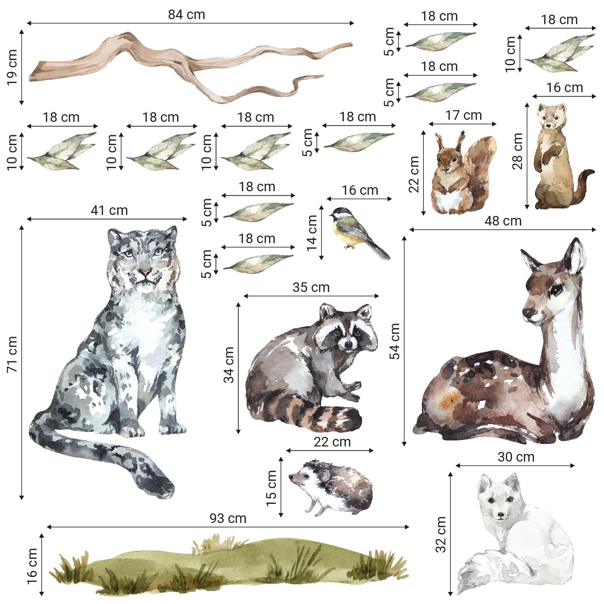 Naklejki na ścianę dla dzieci jelonek i lis