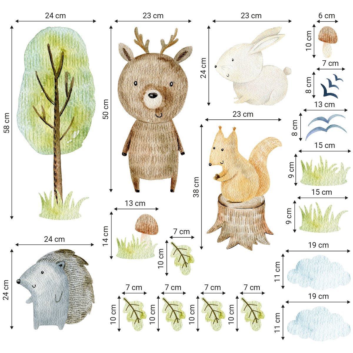 Naklejki na ścianę brązowe jelonki do pokoju dziecięcego