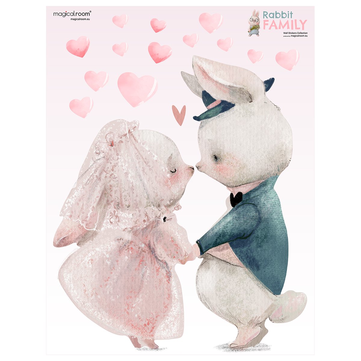 Kolorowe naklejki na ścianę dwa króliczki dla dzieci